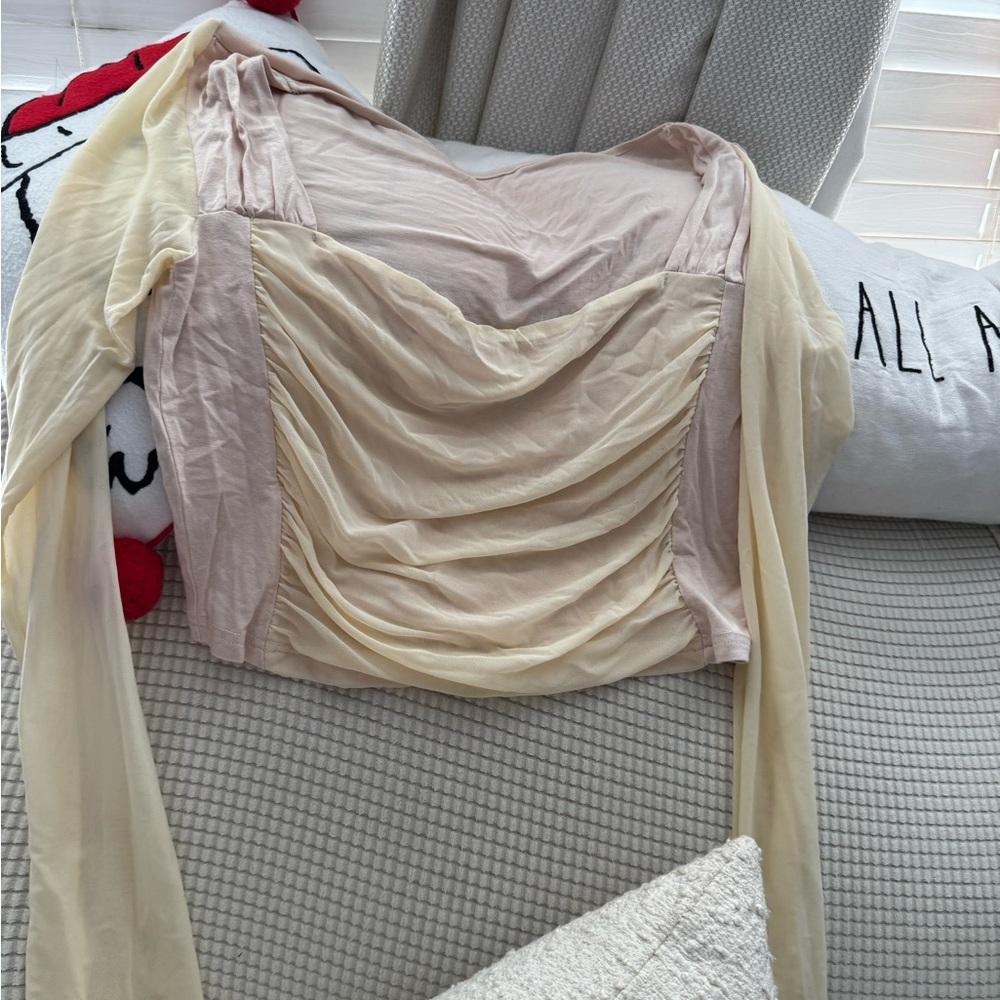 Chic Beige Long Sleeve Top